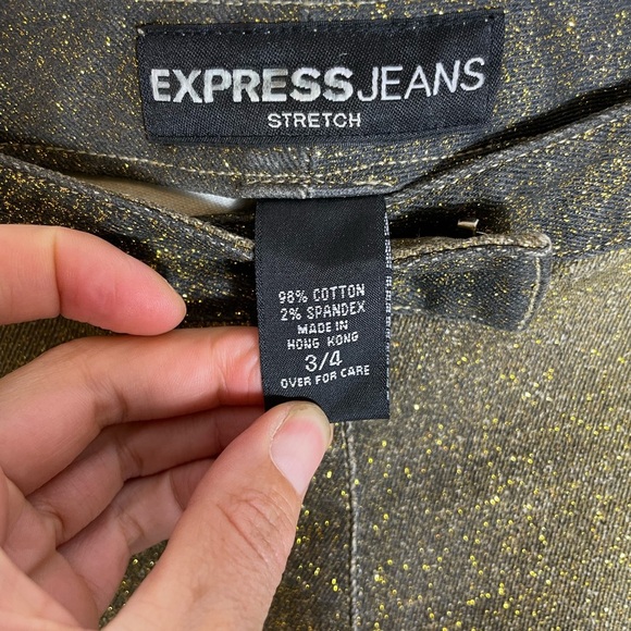 Y2K Express GOLD Sparkle Jeans Size 4. - Picture 5 of 7